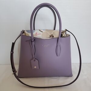 KATE SPADE EVA BREEZY FLORAL BAG LILAC LAVENDER SATCHEL TOTE SHOULDER CROSSBODY